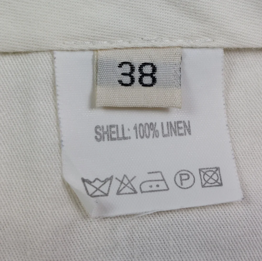 Paul Fredrick Dress Pants Mens Size 38x29 Beige Tan 100% Linen Pleated Cuffed